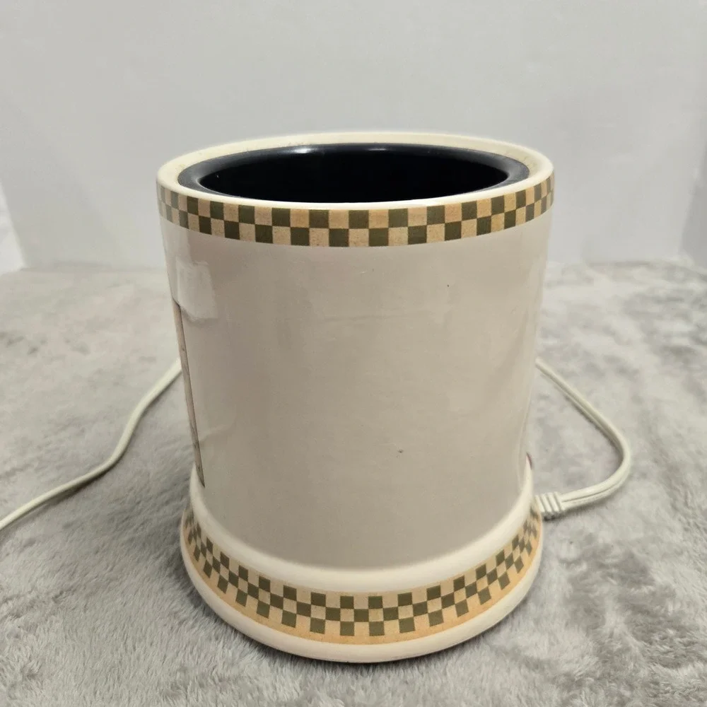 Electric Jar Candle Warmer Welcome Blueberry Basket Ceramic Crock Checkered